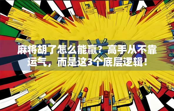 麻将胡了怎么能赢？高手从不靠运气，而是这3个底层逻辑！