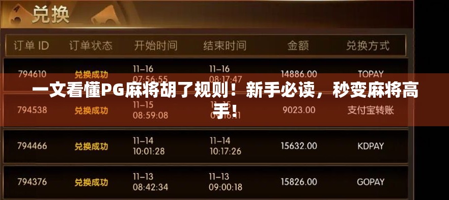 一文看懂PG麻将胡了规则!新手必读,秒变麻将高手! 一文看懂PG麻将胡了规则!新手必读,秒变麻将高手!
