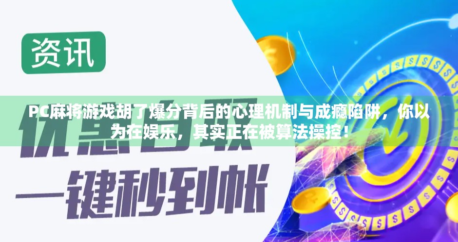 PC麻将游戏胡了爆分背后的心理机制与成瘾陷阱，你以为在娱乐，其实正在被算法操控！