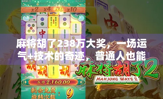麻将胡了238万大奖，一场运气+技术的奇迹，普通人也能逆袭的财富密码？