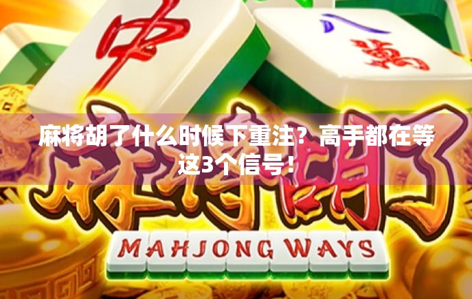 麻将胡了什么时候下重注？高手都在等这3个信号！