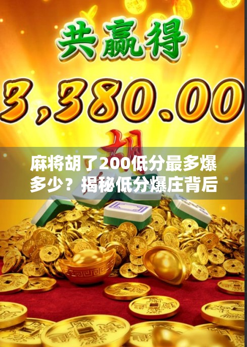 麻将胡了200低分最多爆多少?揭秘低分爆庄背后的数学逻辑与实战技巧! 麻将胡了200低分最多爆多少?揭秘低分爆庄背后的数学逻辑与实战技巧!